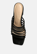  Fairleigh Black Strappy Slip On Sandals