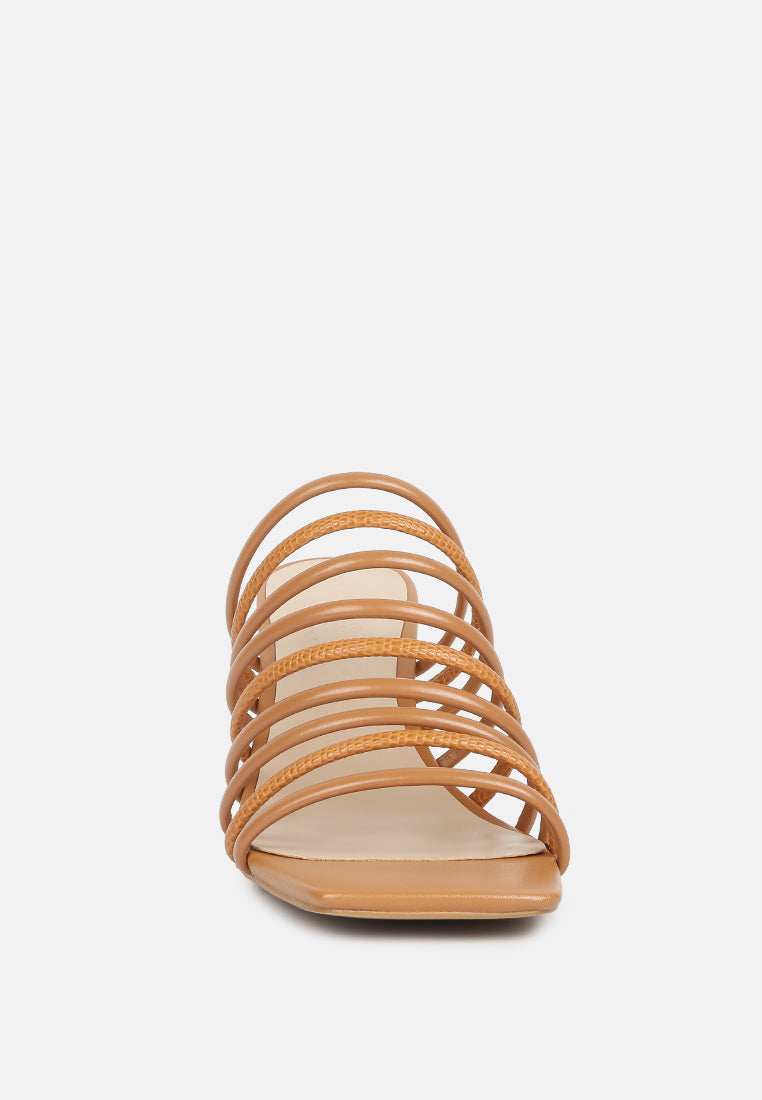  Fairleigh Tan Strappy Slip On Sandals