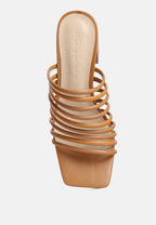  Fairleigh Tan Strappy Slip On Sandals