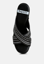  FInley Raffia High Block Heel Clogs In Black