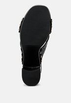  FInley Raffia High Block Heel Clogs In Black
