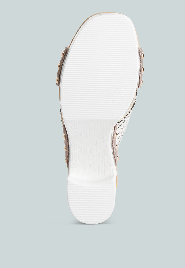  FInley Raffia High Block Heel Clogs In White