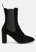  Gaven Suede High Ankle Chelsea Boots In Black
