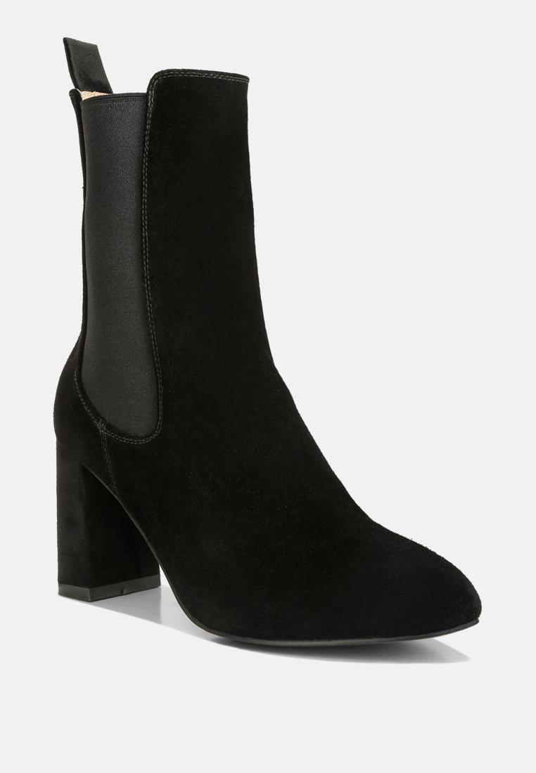  Gaven Suede High Ankle Chelsea Boots In Black