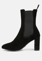  Gaven Suede High Ankle Chelsea Boots In Black