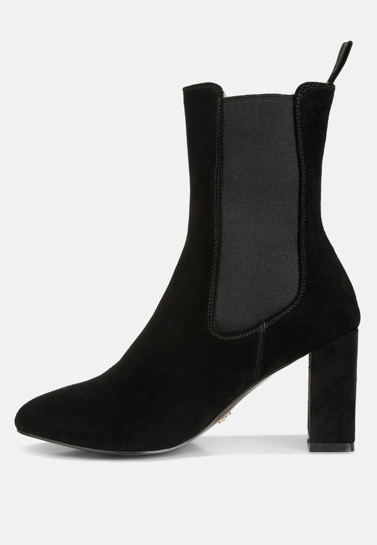 Gaven Suede High Ankle Chelsea Boots In Black