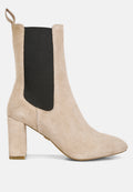  Gaven Suede High Ankle Chelsea Boots In Sand
