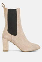 Gaven Suede High Ankle Chelsea Boots In Sand