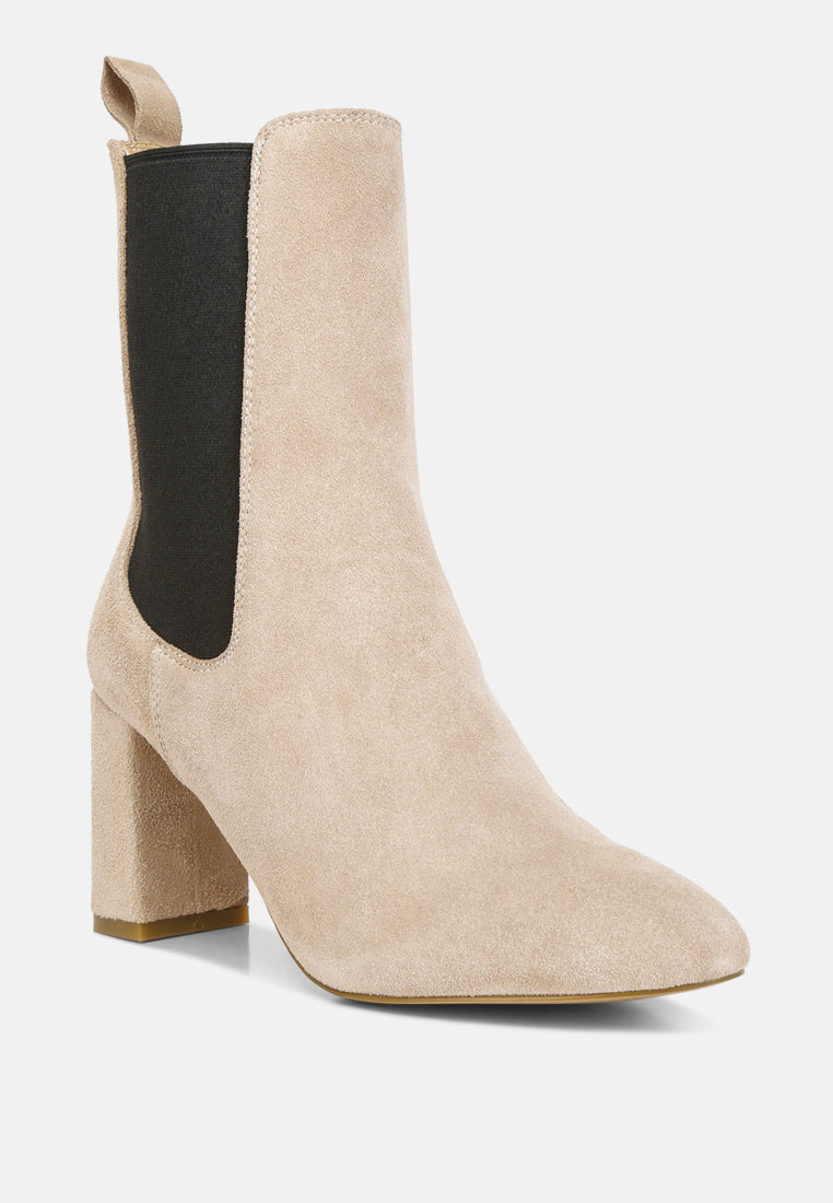  Gaven Suede High Ankle Chelsea Boots In Sand