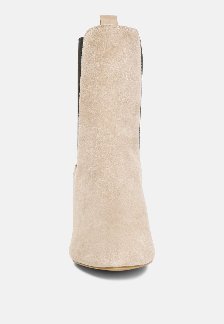  Gaven Suede High Ankle Chelsea Boots In Sand