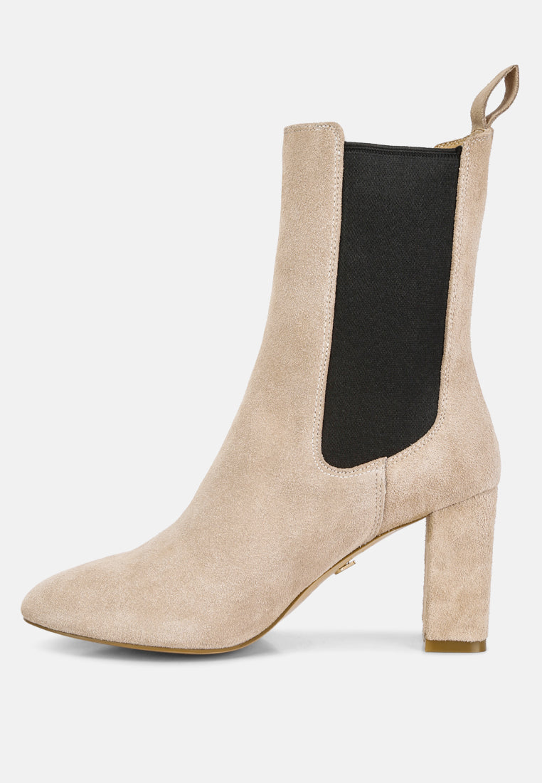  Gaven Suede High Ankle Chelsea Boots In Sand