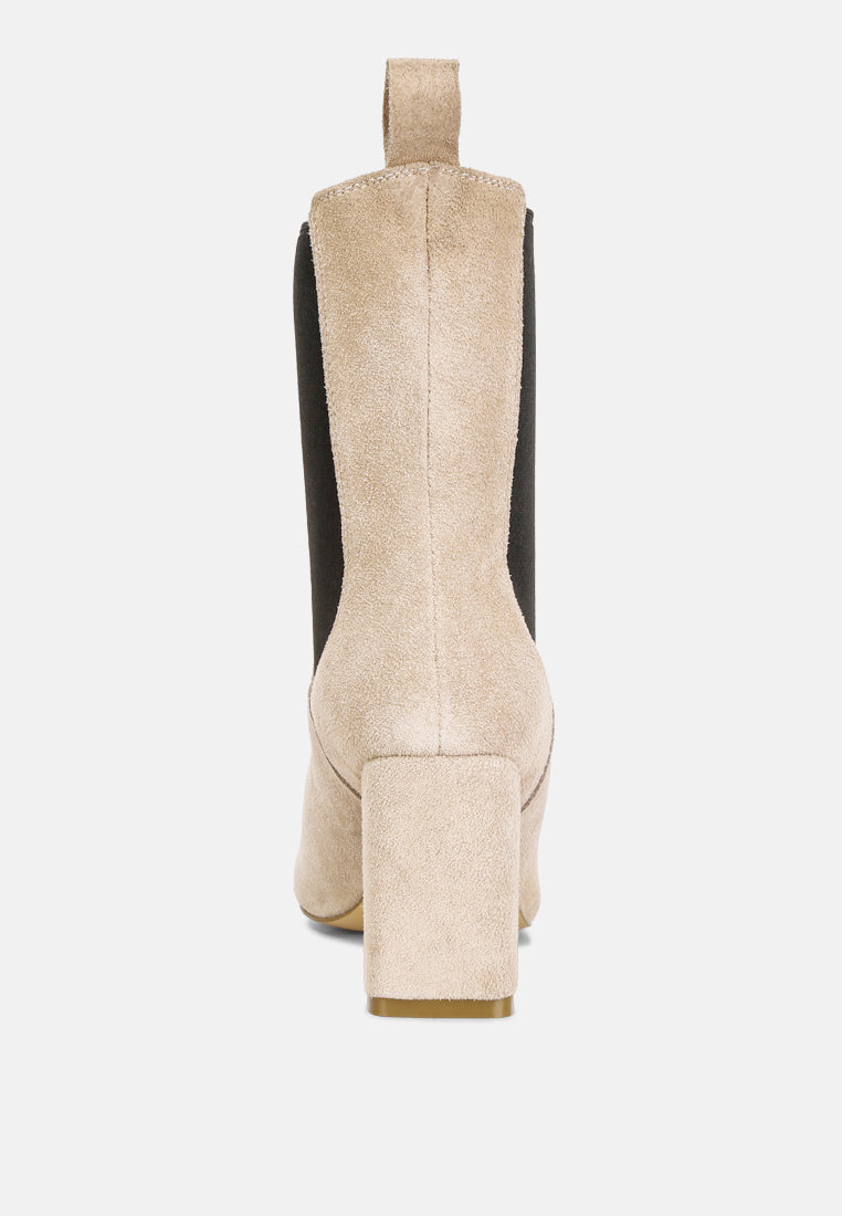  Gaven Suede High Ankle Chelsea Boots In Sand
