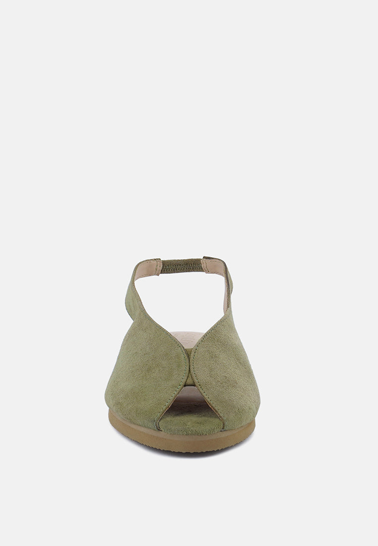  GRETCHEN Green Slingback Flat Sandals