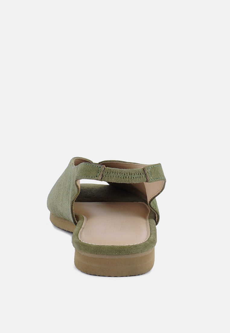  GRETCHEN Green Slingback Flat Sandals