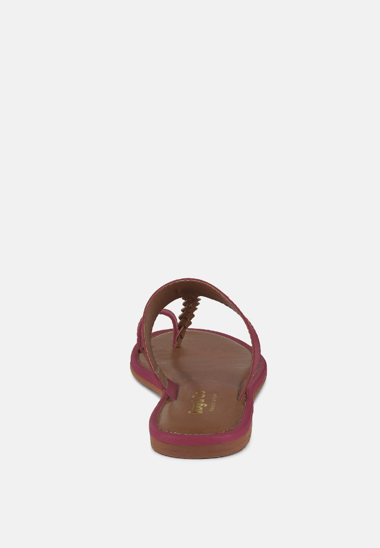  HARRIS Fuchsia Toe Ring Braided Slip Ons