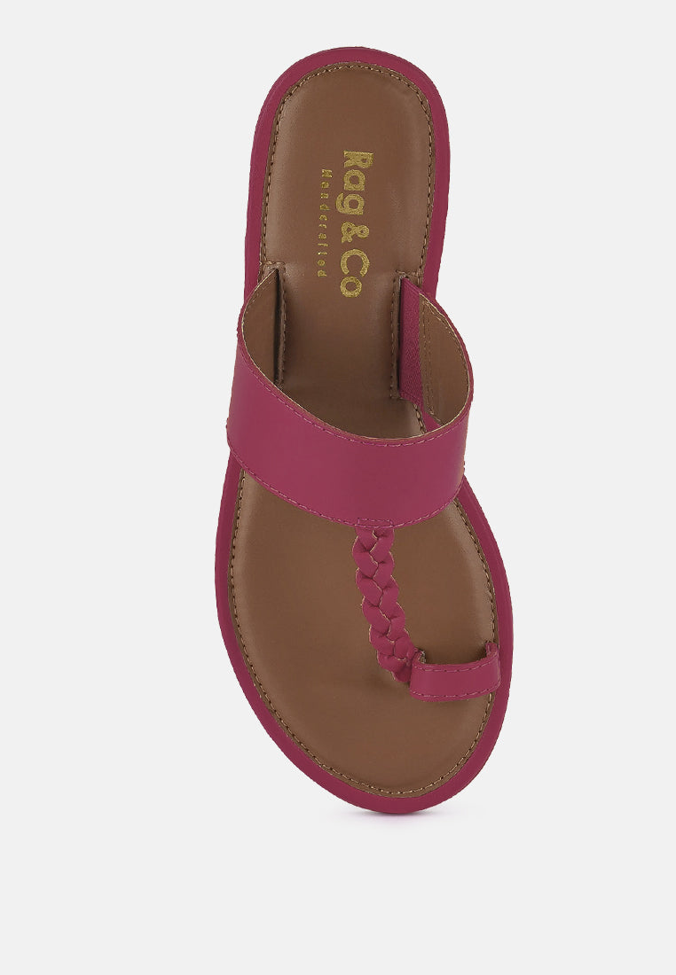  HARRIS Fuchsia Toe Ring Braided Slip Ons