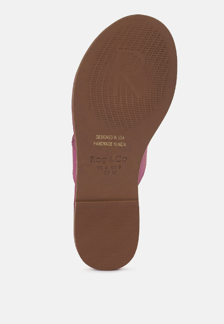  HARRIS Fuchsia Toe Ring Braided Slip Ons