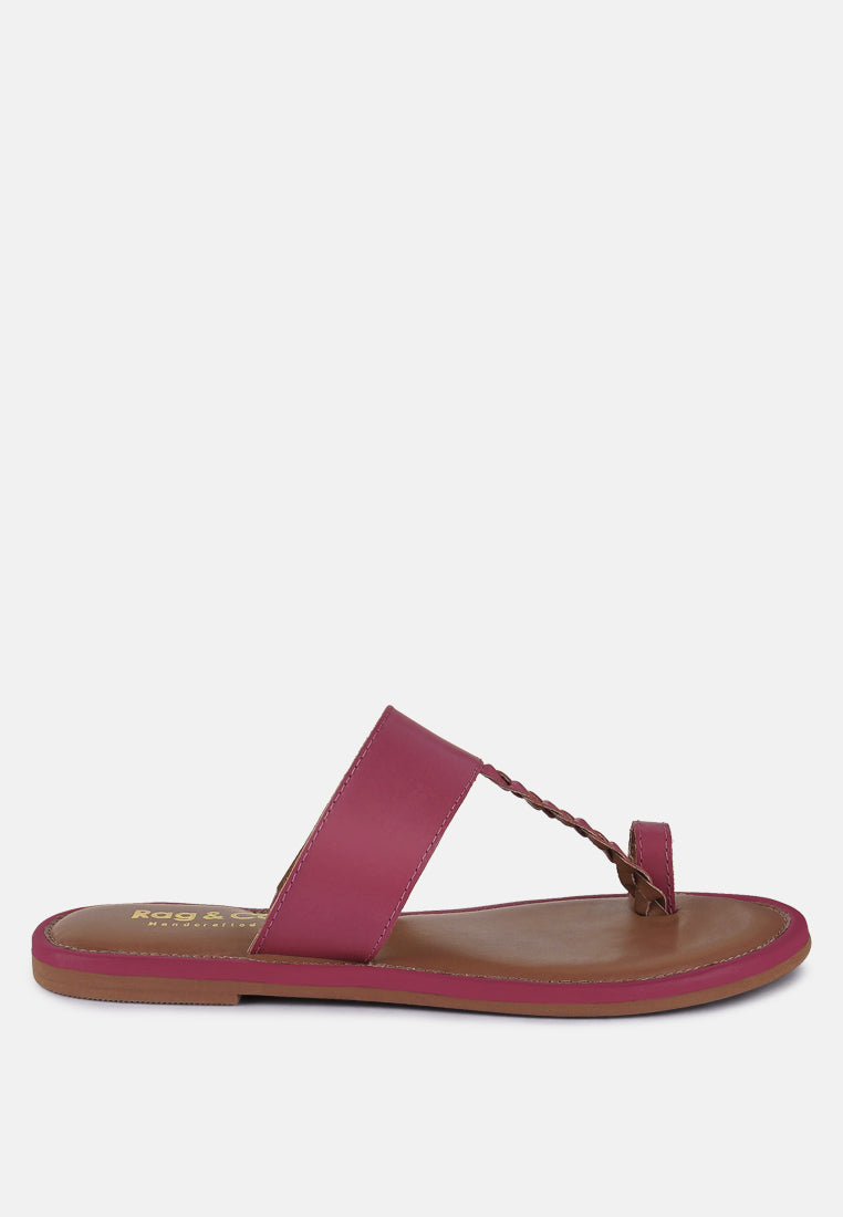  HARRIS Fuchsia Toe Ring Braided Slip Ons