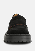  Honora Suede Chunky Loafers In Black