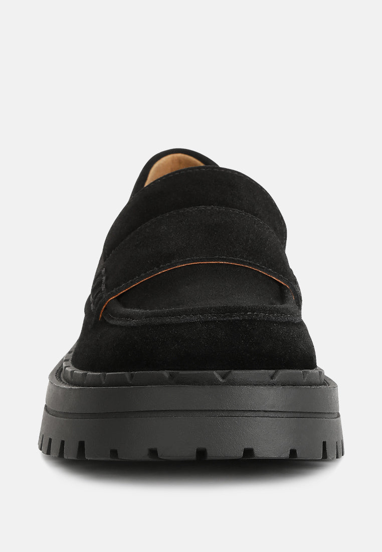  Honora Suede Chunky Loafers In Black