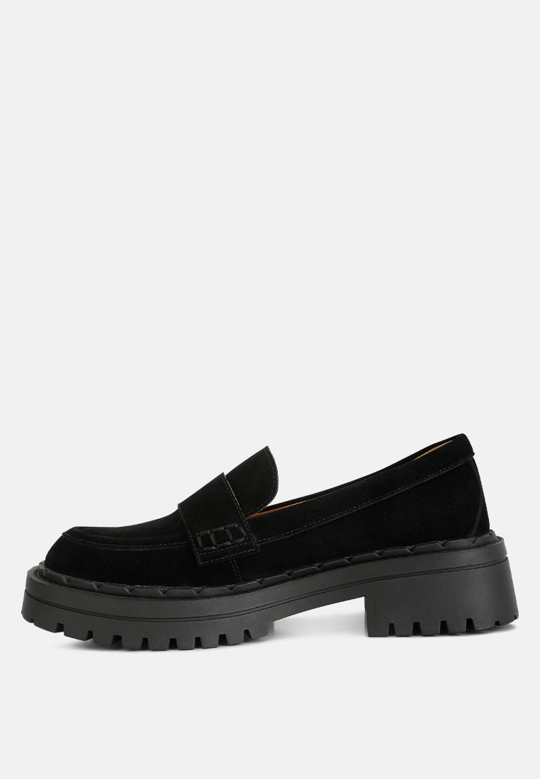  Honora Suede Chunky Loafers In Black