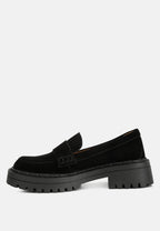  Honora Suede Chunky Loafers In Black