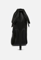  HORNET Black Satin Stiletto Pump Sandals