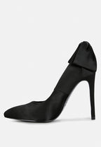  HORNET Black Satin Stiletto Pump Sandals