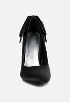  HORNET Black Satin Stiletto Pump Sandals
