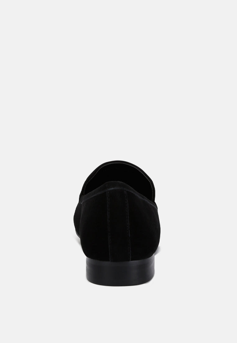  JULIA Black Suede Semi Casual Loafers