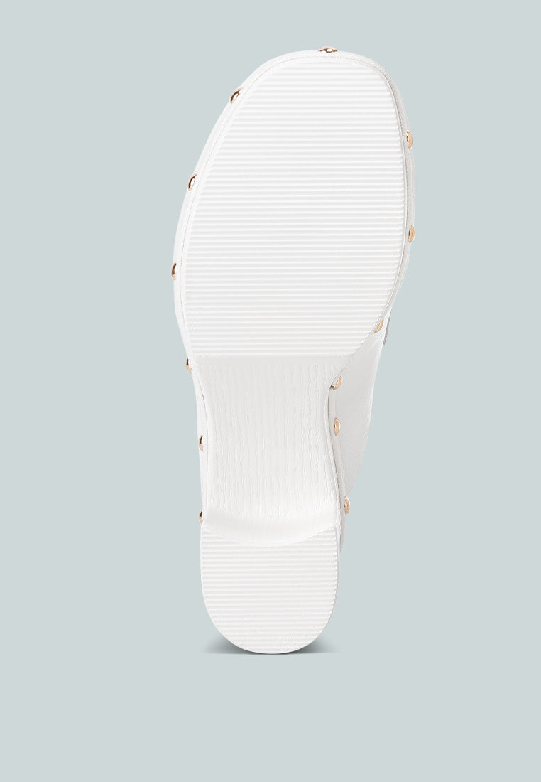  Lyrac Recycled Leather Platform Clogs In White