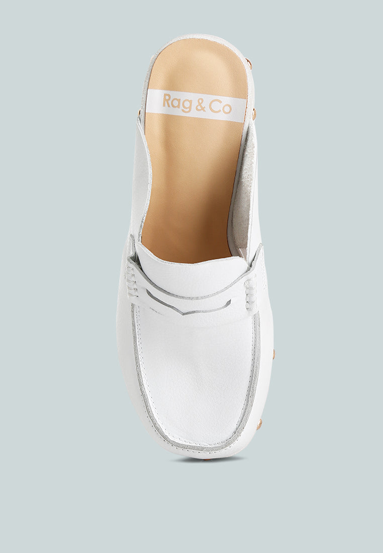  Lyrac Recycled Leather Platform Clogs In White