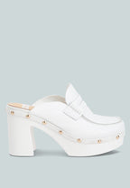  Lyrac Recycled Leather Platform Clogs In White