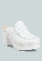  Lyrac Recycled Leather Platform Clogs In White