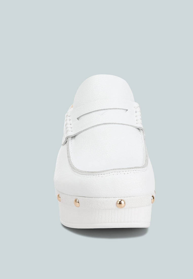  Lyrac Recycled Leather Platform Clogs In White
