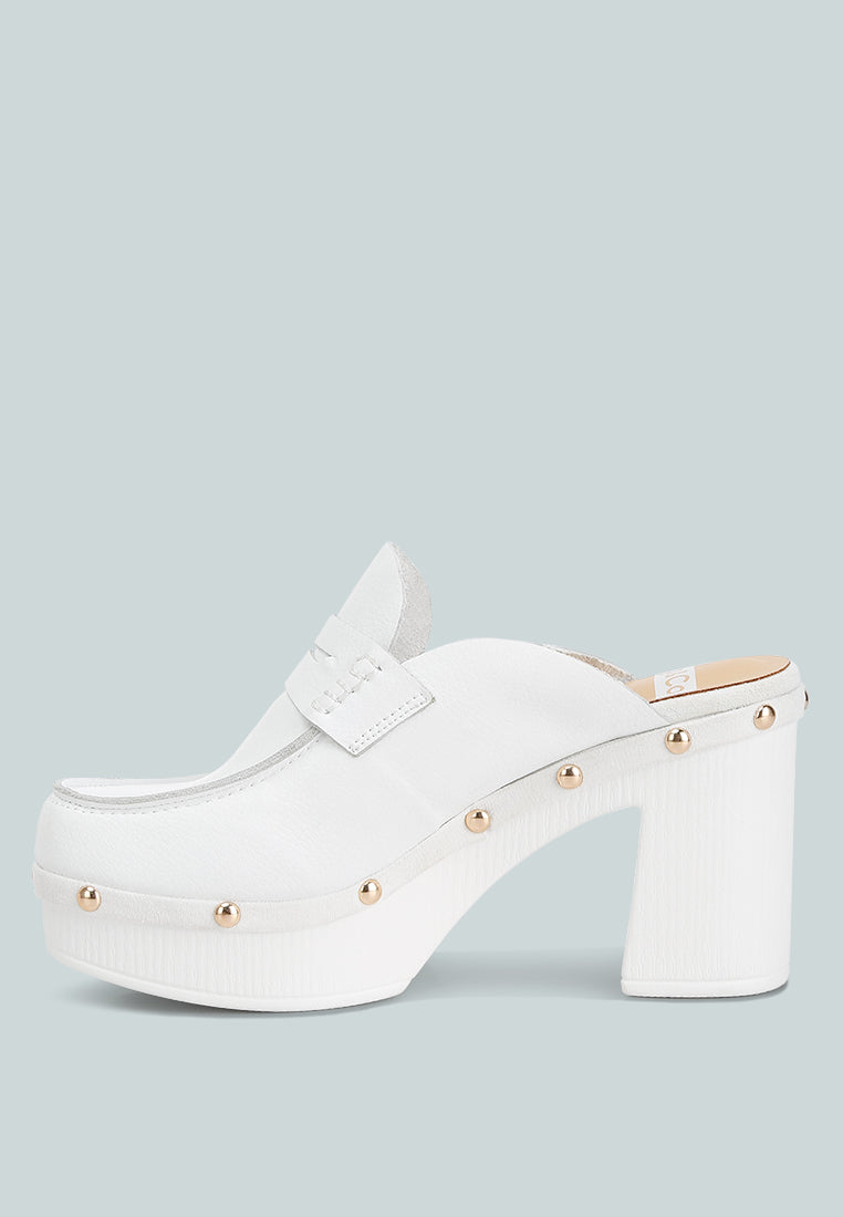  Lyrac Recycled Leather Platform Clogs In White