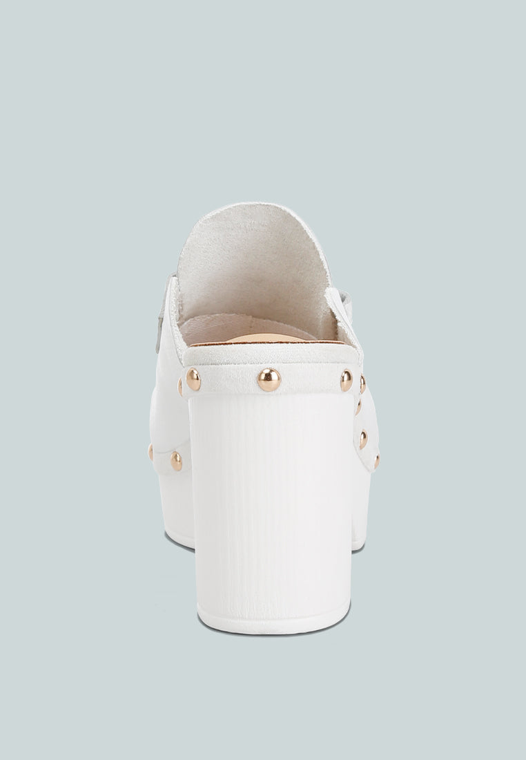  Lyrac Recycled Leather Platform Clogs In White