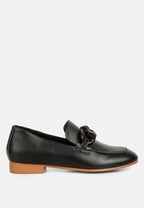  MERVA Chunky Chain Leather Loafers In Black