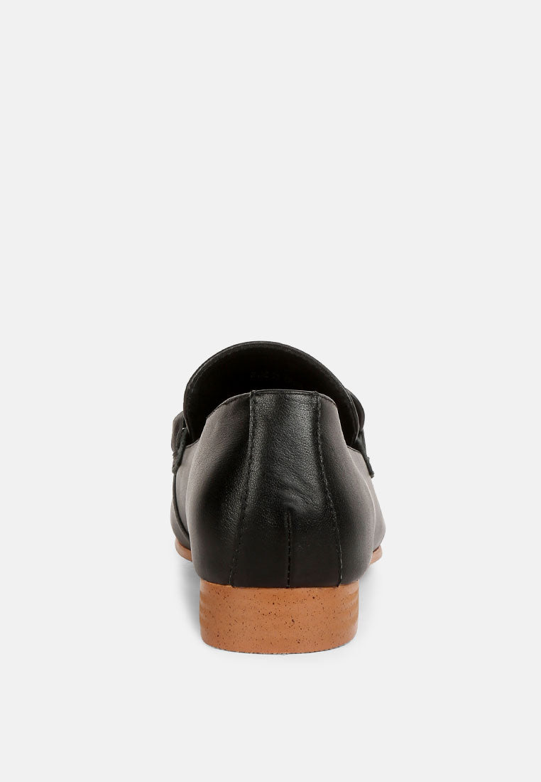  MERVA Chunky Chain Leather Loafers In Black