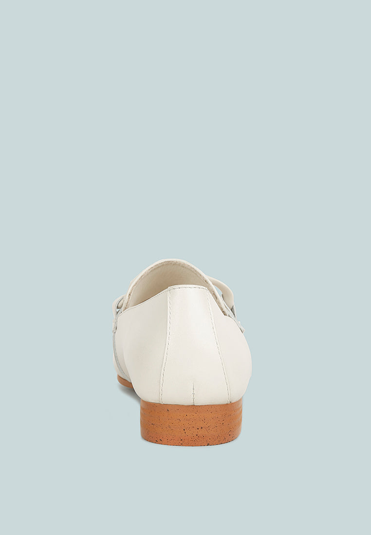  MERVA Chunky Chain Leather Loafers In Off White