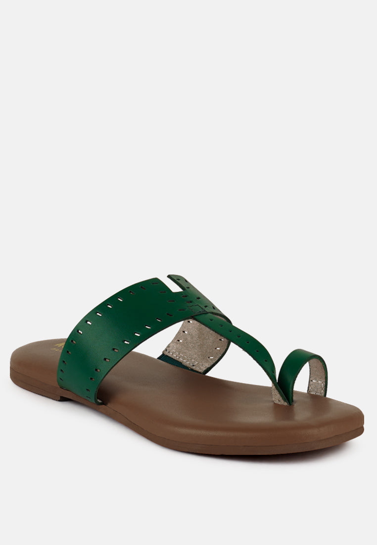  MILA Green Toe Ring Thong Slip Ons