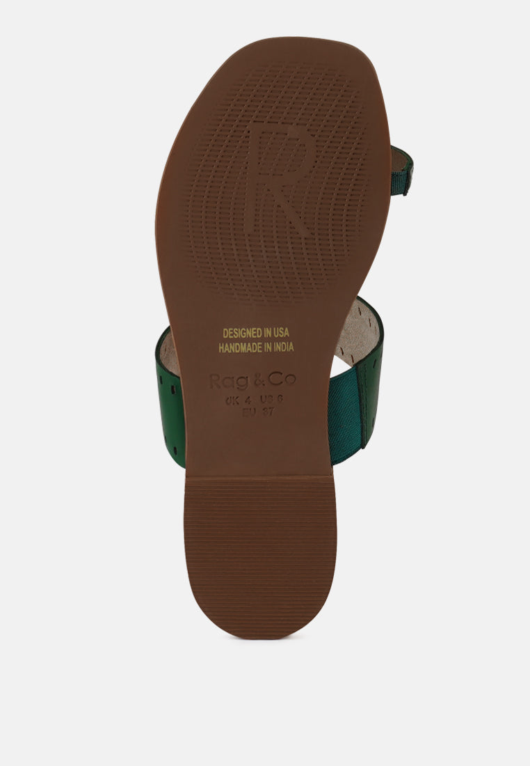  MILA Green Toe Ring Thong Slip Ons