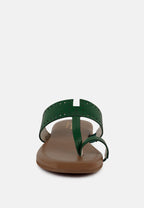  MILA Green Toe Ring Thong Slip Ons