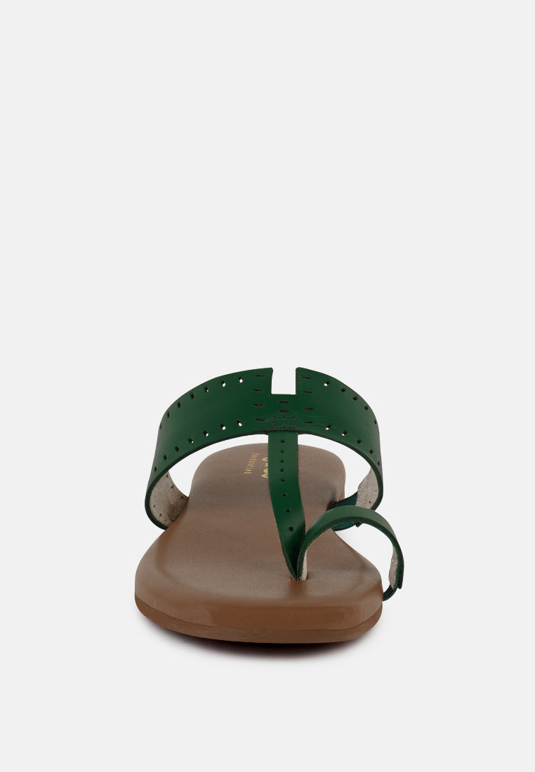  MILA Green Toe Ring Thong Slip Ons
