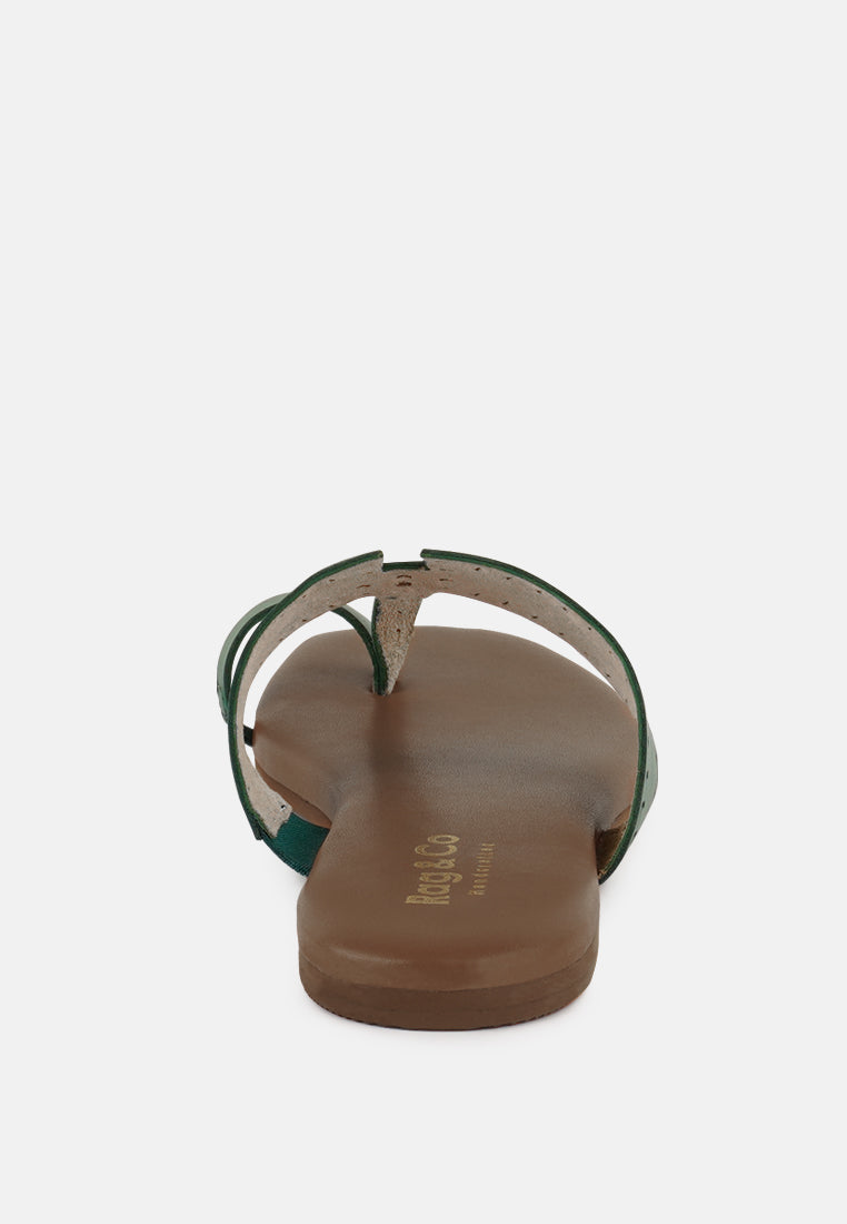  MILA Green Toe Ring Thong Slip Ons