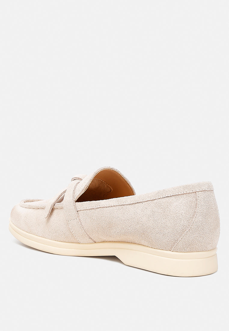  Nautica Genuine Suede Knot Detailed Loafers