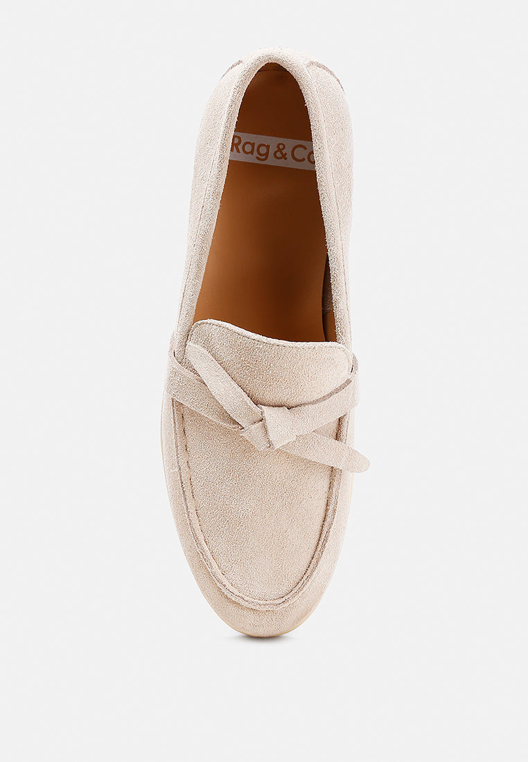  Nautica Genuine Suede Knot Detailed Loafers