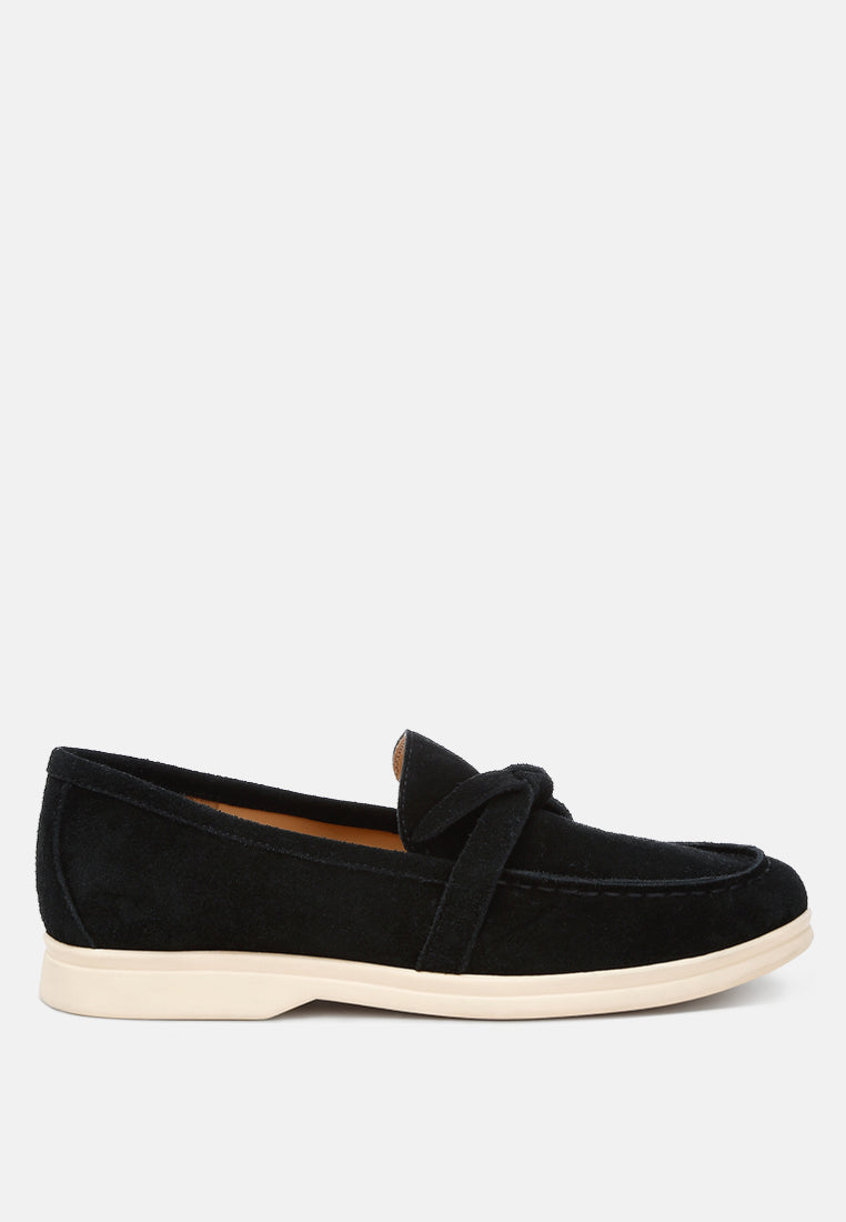  Nautica Genuine Suede Knot Detailed Loafers