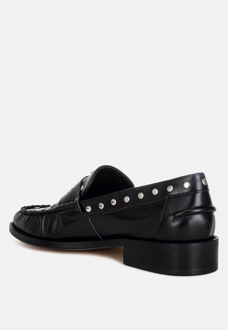  Oglavia Studs Embellished Leather Loafers