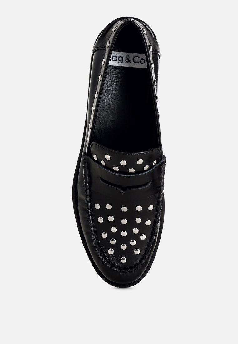  Oglavia Studs Embellished Leather Loafers